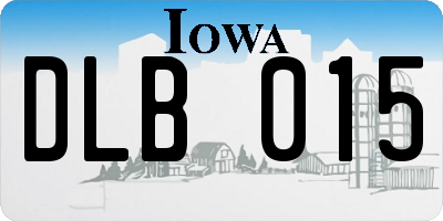 IA license plate DLB015