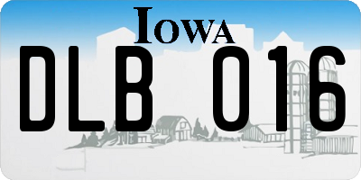IA license plate DLB016