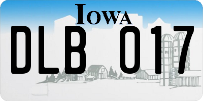 IA license plate DLB017