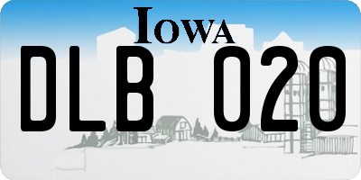 IA license plate DLB020