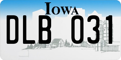 IA license plate DLB031