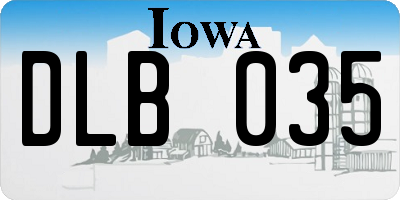 IA license plate DLB035