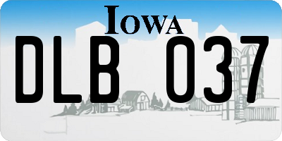 IA license plate DLB037