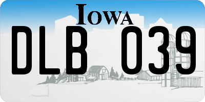 IA license plate DLB039