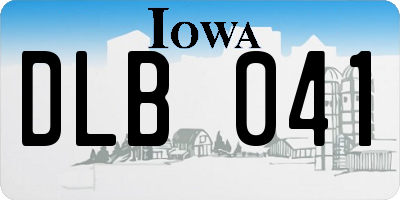IA license plate DLB041