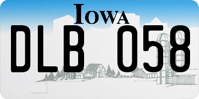 IA license plate DLB058