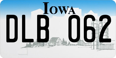 IA license plate DLB062