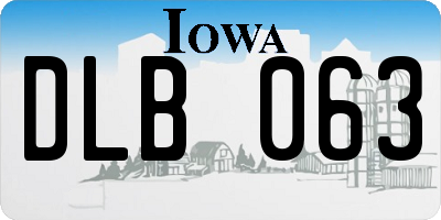 IA license plate DLB063