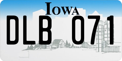 IA license plate DLB071