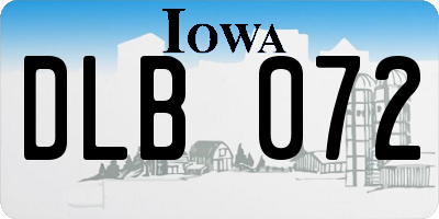 IA license plate DLB072