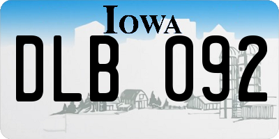 IA license plate DLB092