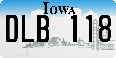 IA license plate DLB118