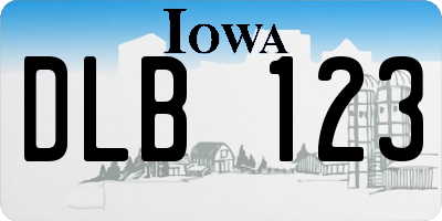IA license plate DLB123