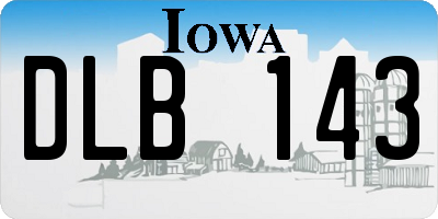 IA license plate DLB143