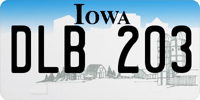 IA license plate DLB203