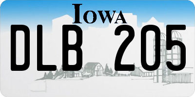 IA license plate DLB205