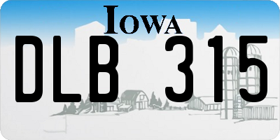 IA license plate DLB315