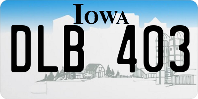 IA license plate DLB403