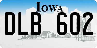 IA license plate DLB602