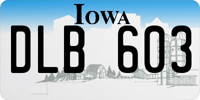 IA license plate DLB603