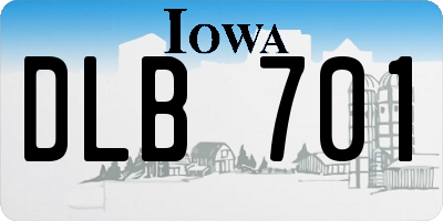 IA license plate DLB701
