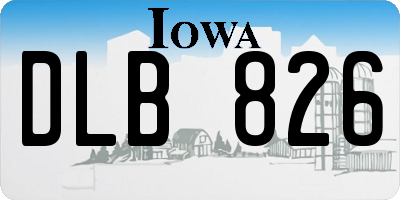 IA license plate DLB826