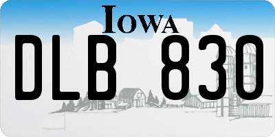 IA license plate DLB830