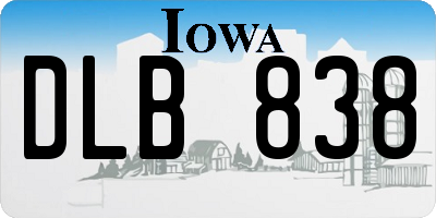 IA license plate DLB838
