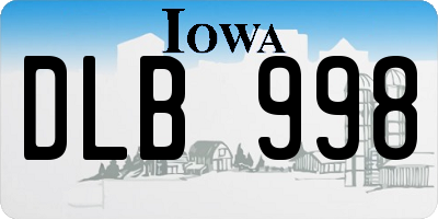 IA license plate DLB998