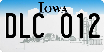 IA license plate DLC012