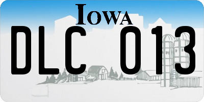 IA license plate DLC013