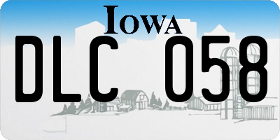 IA license plate DLC058