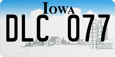 IA license plate DLC077