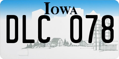 IA license plate DLC078
