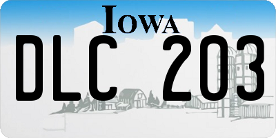 IA license plate DLC203
