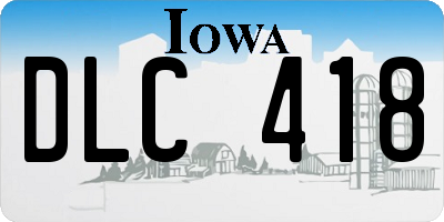IA license plate DLC418