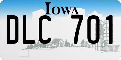 IA license plate DLC701