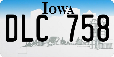 IA license plate DLC758