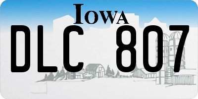 IA license plate DLC807