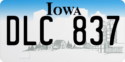 IA license plate DLC837
