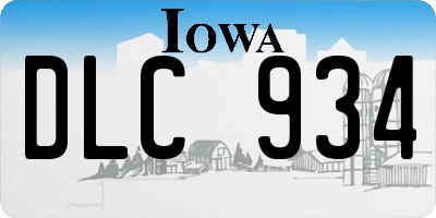 IA license plate DLC934