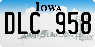 IA license plate DLC958