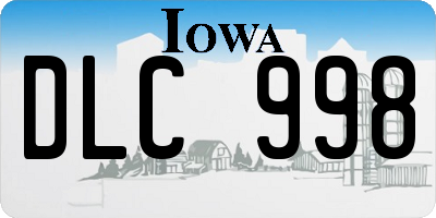 IA license plate DLC998