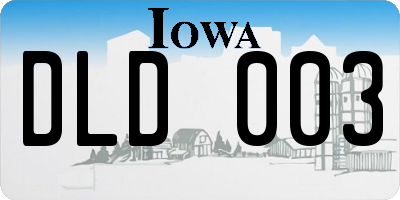IA license plate DLD003