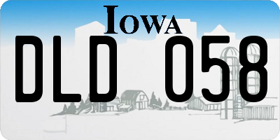 IA license plate DLD058