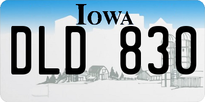 IA license plate DLD830