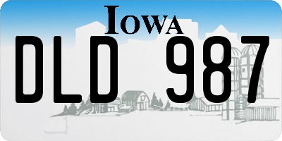 IA license plate DLD987