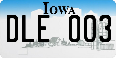 IA license plate DLE003