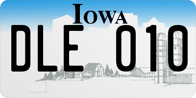 IA license plate DLE010