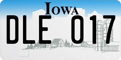 IA license plate DLE017